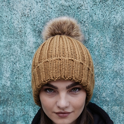 Picture of Beechfield Fur Pom Pom Chunky Beanies