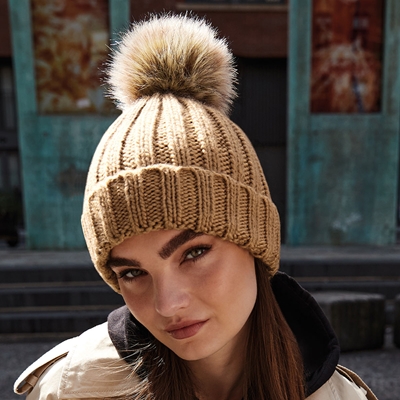 Picture of Beechfield Fur Pom Pom Chunky Beanies