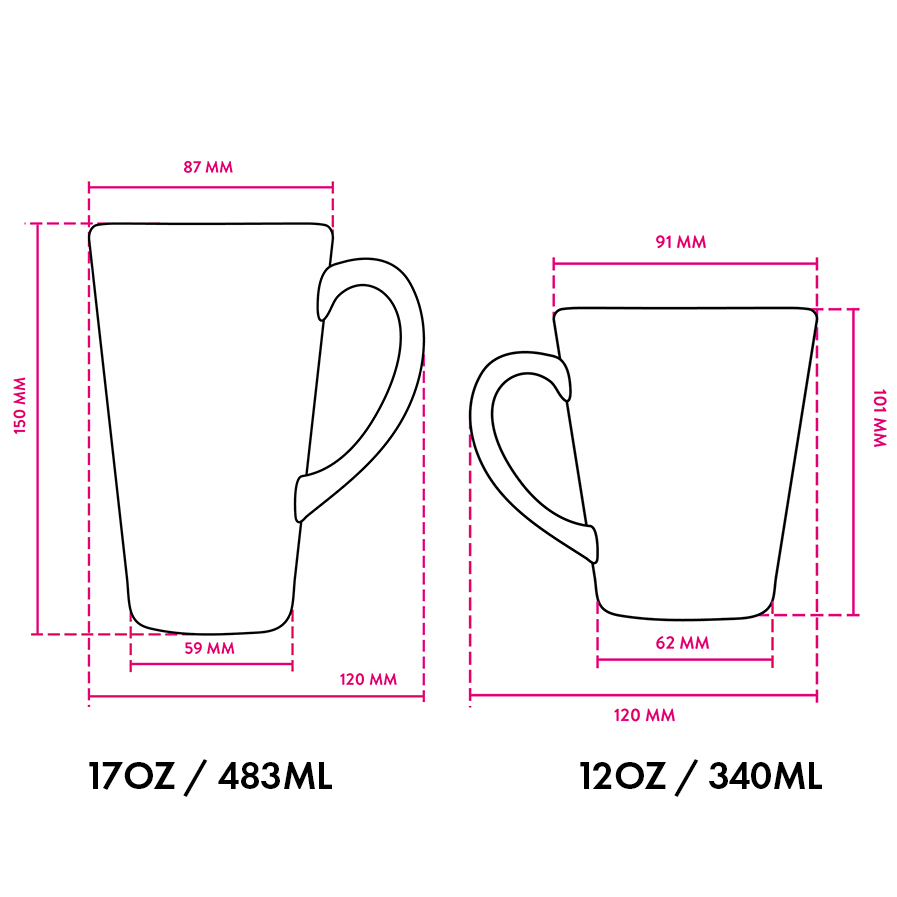 Tall latte mug diagram