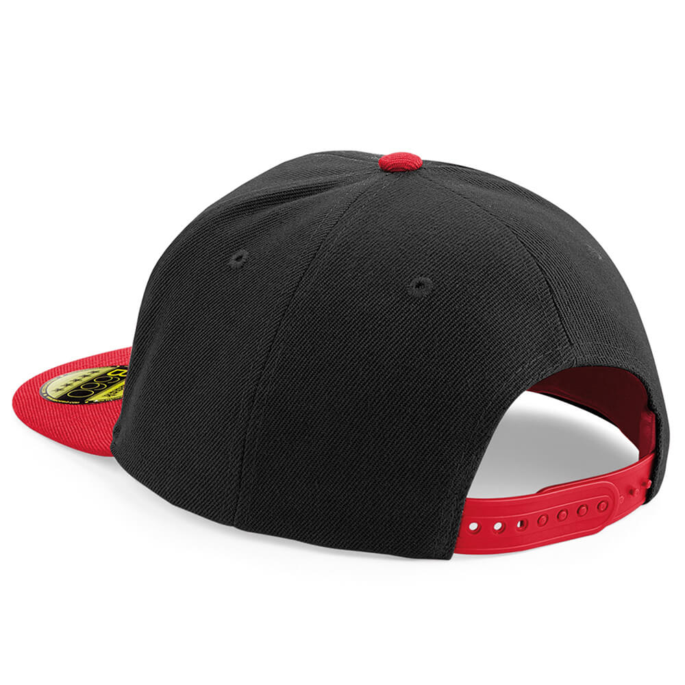 Photo of the back of a snapback cap