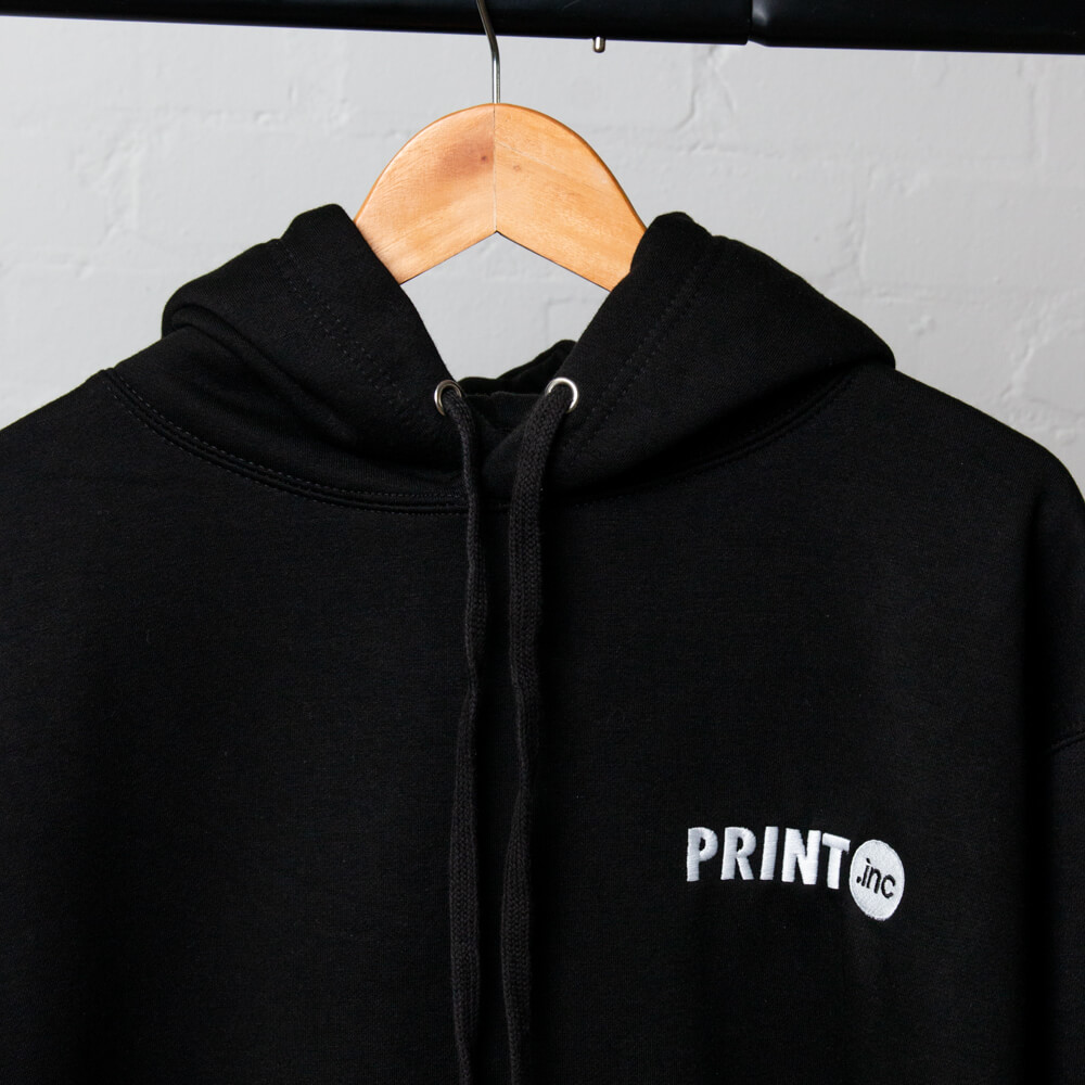 Close up of embroidered hoodie